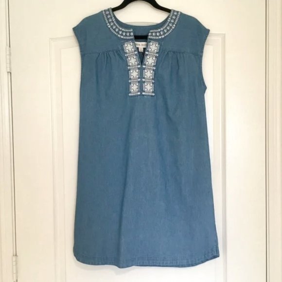 Knox Rose Denim Tunic Embroidered Shift Dress NEW - Picture 3 of 4